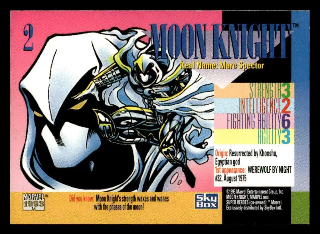 1993 SkyBox Marvel Universe #2 Moon Knight - Non-Sports Card Single