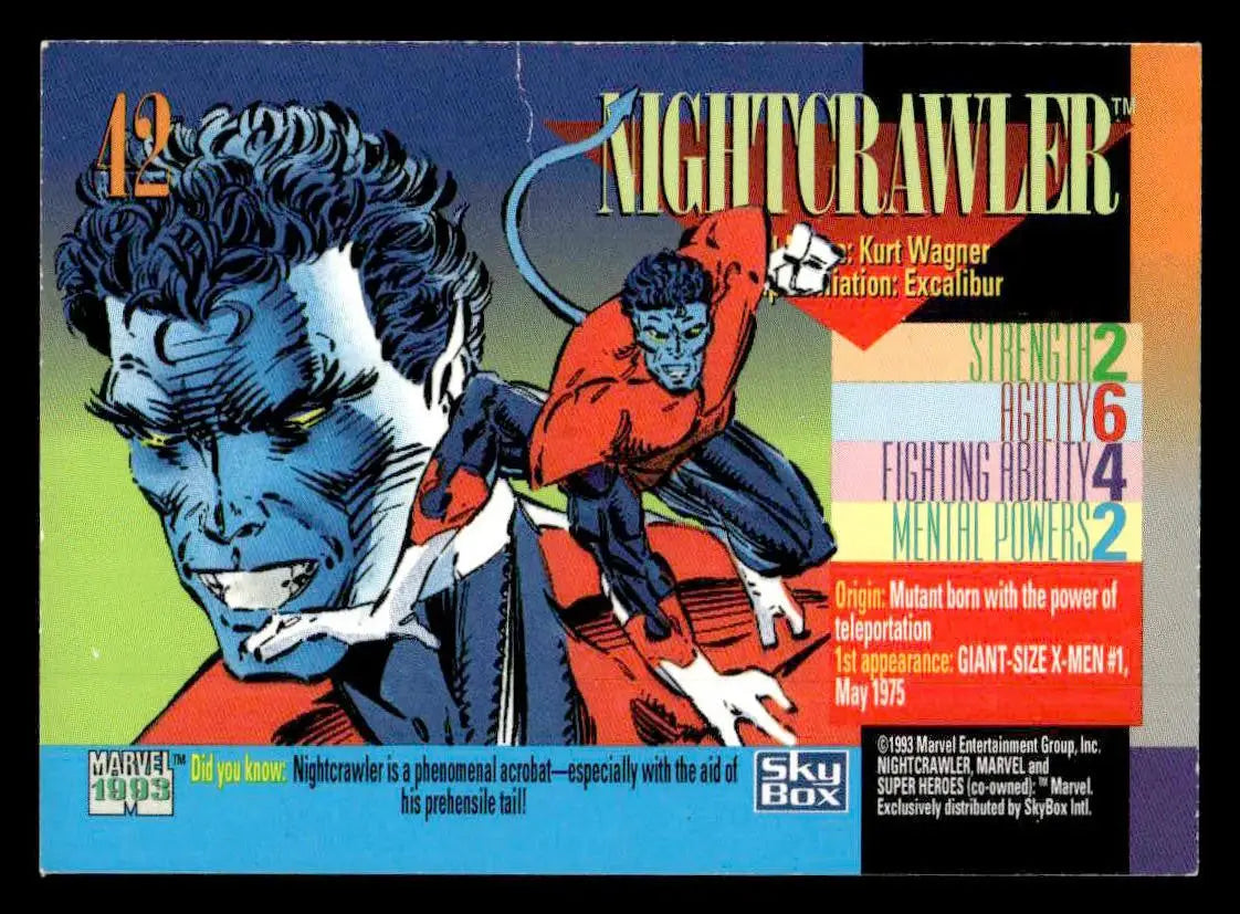1993 SkyBox Marvel Universe #42 Nightcrawler - Non-Sports Card Single