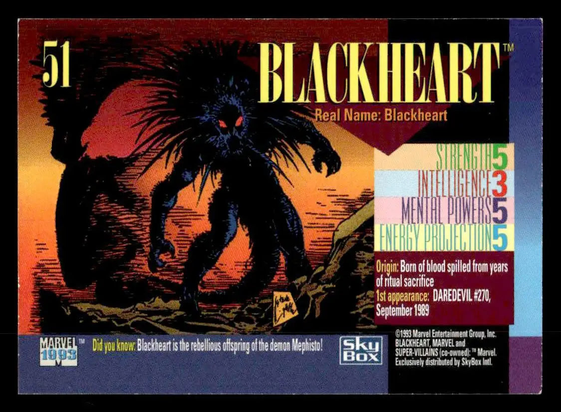 1993 SkyBox Marvel Universe #51 Blackheart - Non-Sports Card Single