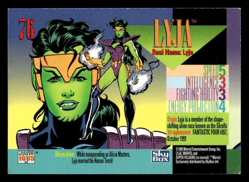 1993 SkyBox Marvel Universe #76 Lyja - Non-Sports Card Single