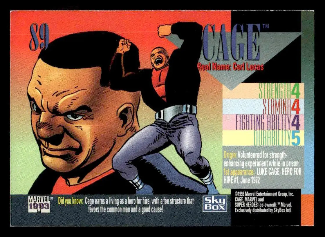 1993 SkyBox Marvel Universe #89 Cage - Non-Sports Card Single