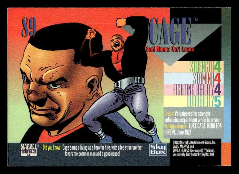 1993 SkyBox Marvel Universe #89 Cage - Non-Sports Card Single