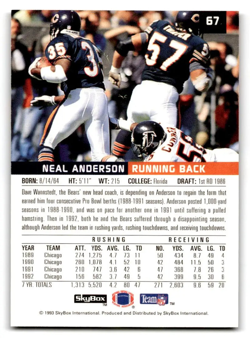 1993 SkyBox Premium #67 Neal Anderson - Football Card Single