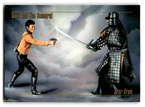 Original gloss Skybox Star Trek artwork of Sulu versus Samurai from Star Trek Master Series