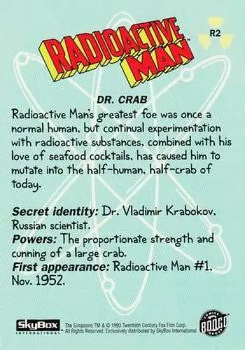 Radioactive Man Simpsons trading card 1993 SkyBox original gloss collectible