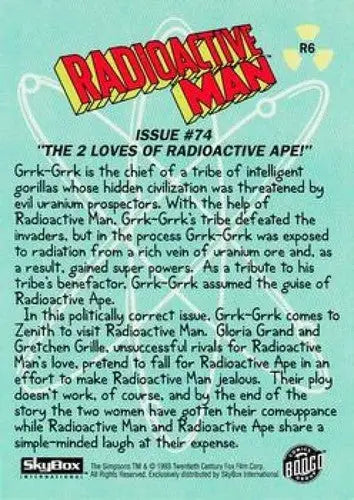Radioactive Man trading card from Simpsons Radioactive series in 1993 SkyBox set