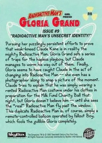 Simpsons Radioactive Man Gloria Grand trading card from 1993 SkyBox The Simpsons series