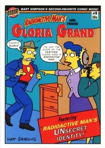 Radioactive Man comic book cover from 1993 SkyBox The Simpsons Radioactive Man series
