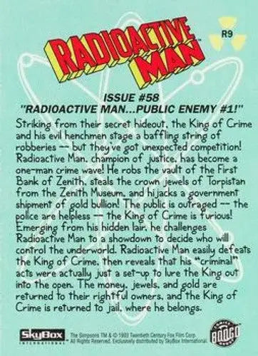 1993 SkyBox The Simpsons Radioactive Man #R9 Public Enemy 1 NM-MT ID:34909 - Non-Sports Card Single