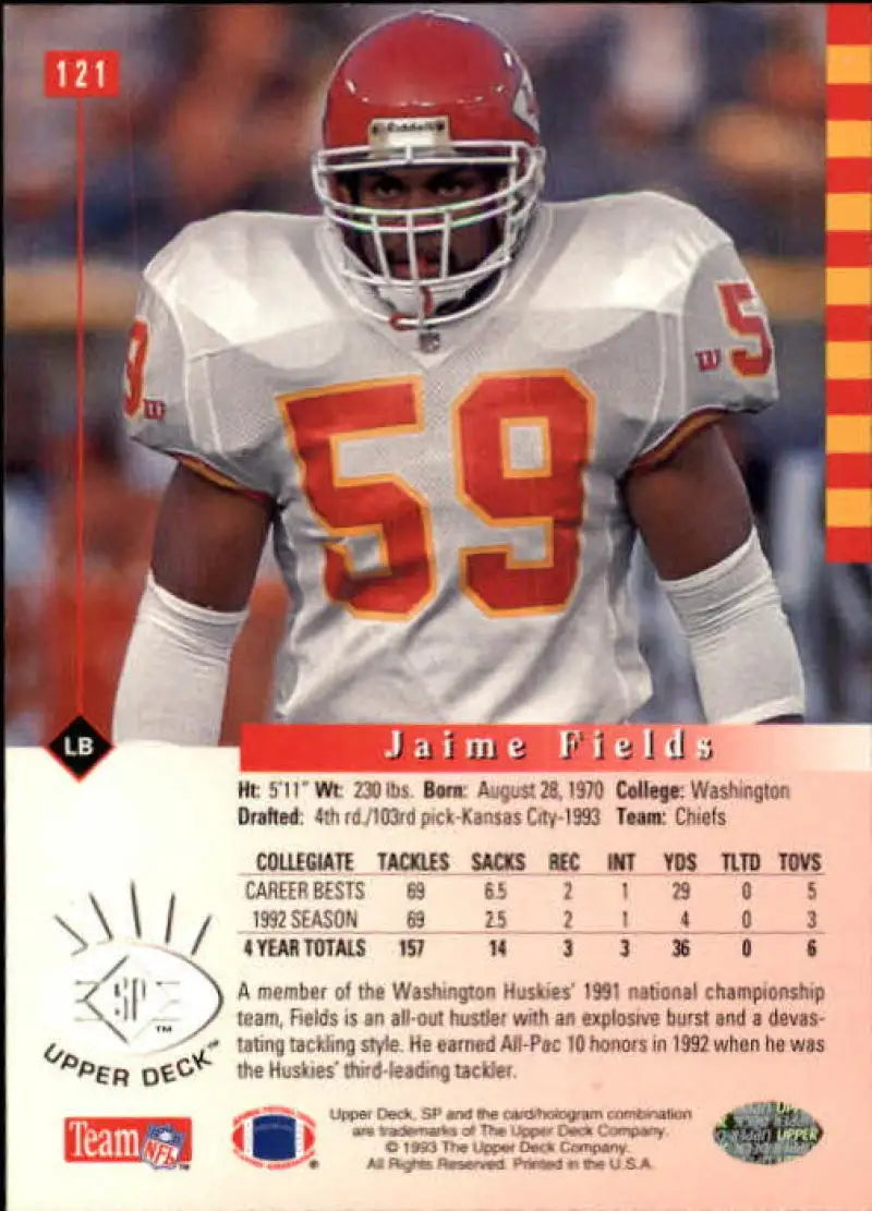 1993 SP #121 Jaime Fields NM-MT RC Rookie Chiefs ID:9925 - Football Card Single