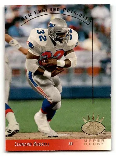 Leonard Russell Patriots football card with original gloss from 1993 SP #169