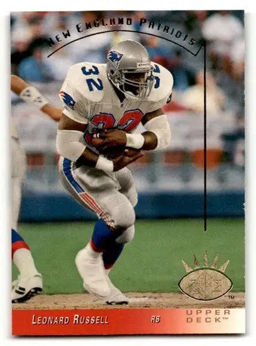 Leonard Russell Patriots football card with original gloss from 1993 SP series