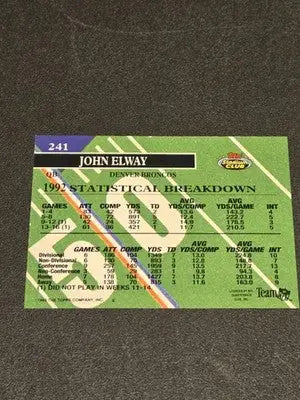 1993 Stadium Club #241 John Elway - Football Card Single