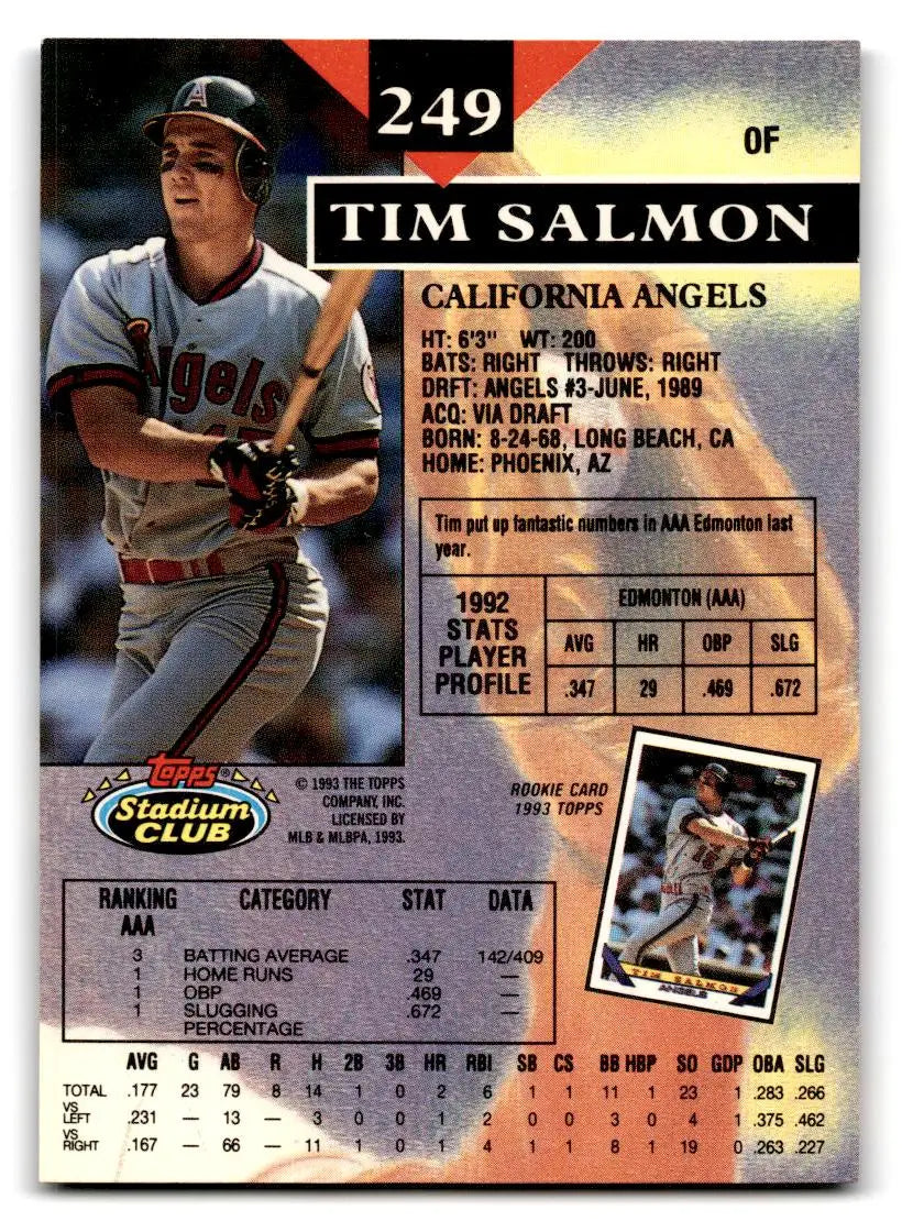 1993 Stadium Club #249 Tim Salmon - Baseball Card Single