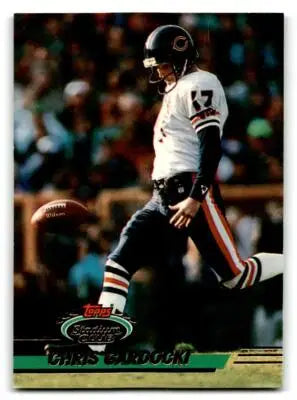Football player kicking a football in Stadium Club 1993 product featuring Chris Gardocki for Chicago Bears