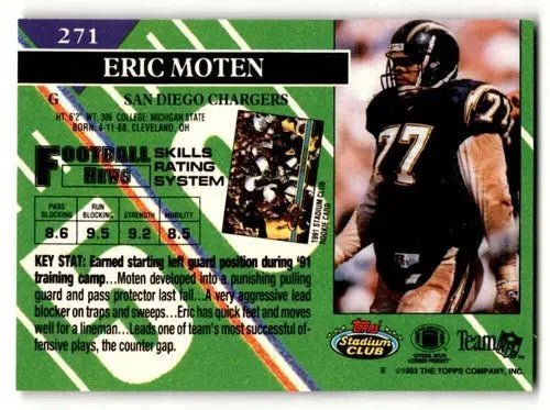 1993 Stadium Club #271 Eric Moten San Diego Chargers Football Cards ID:61226 - Football Card Single