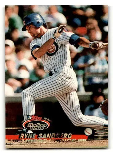 Ryne Sandberg Chicago baseball card from 1993 Stadium Club #600, Chicago Cubs memorabilia