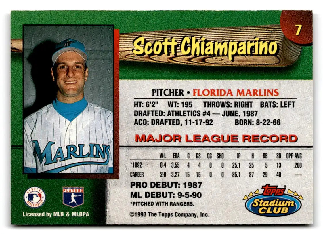 1993 Stadium Club Florida Marlins #7 Scott Chiamparino - Baseball Card Single