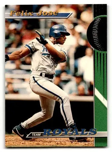 Baseball trading card featuring Felix Jose of the Kansas City Royals team