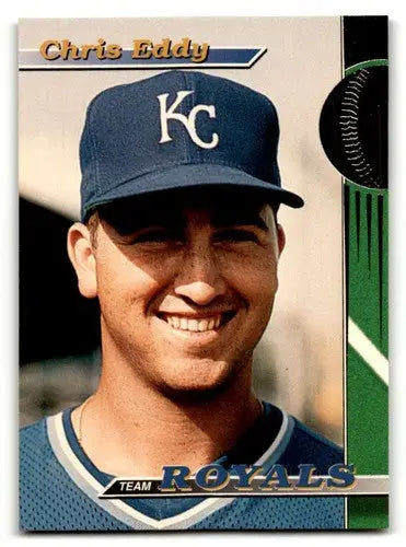 Kansas City Royals Chris Eddy baseball card from 1993 Stadium Club product