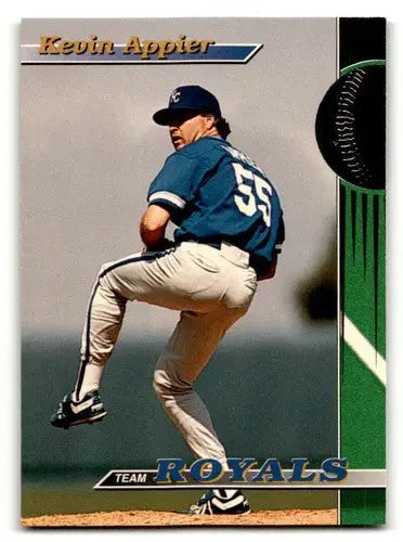 Vintage baseball trading card of Kevin Appier from Kansas City Royals 1993 Stadium Club