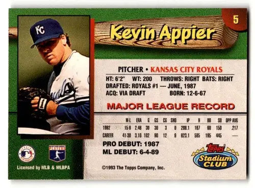 1993 Topps Stadium Club Kevin Appier Kansas City Royals baseball card image