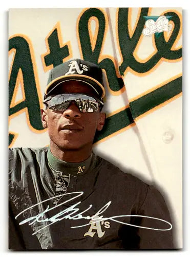 Original gloss Baseball card featuring Rickey Henderson NM-MT Athletics 1993 Studio #84