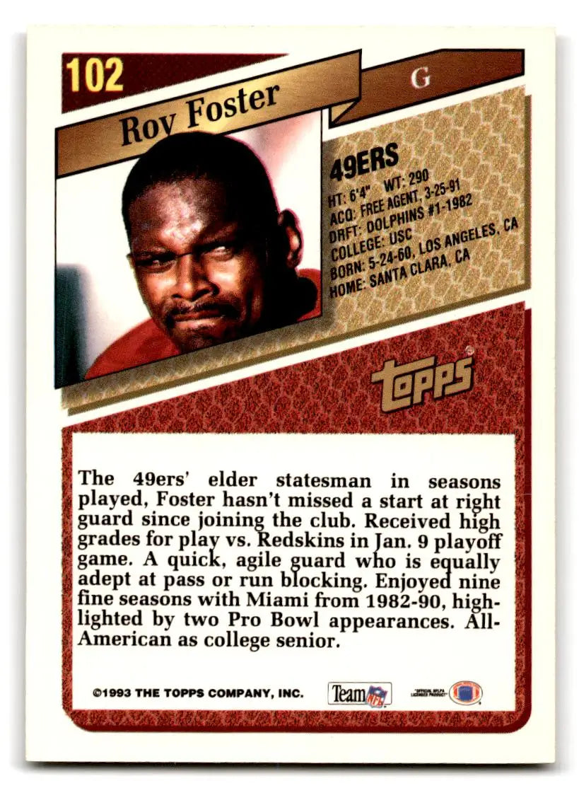 1993 Topps #102 Roy Foster - Football Card Single