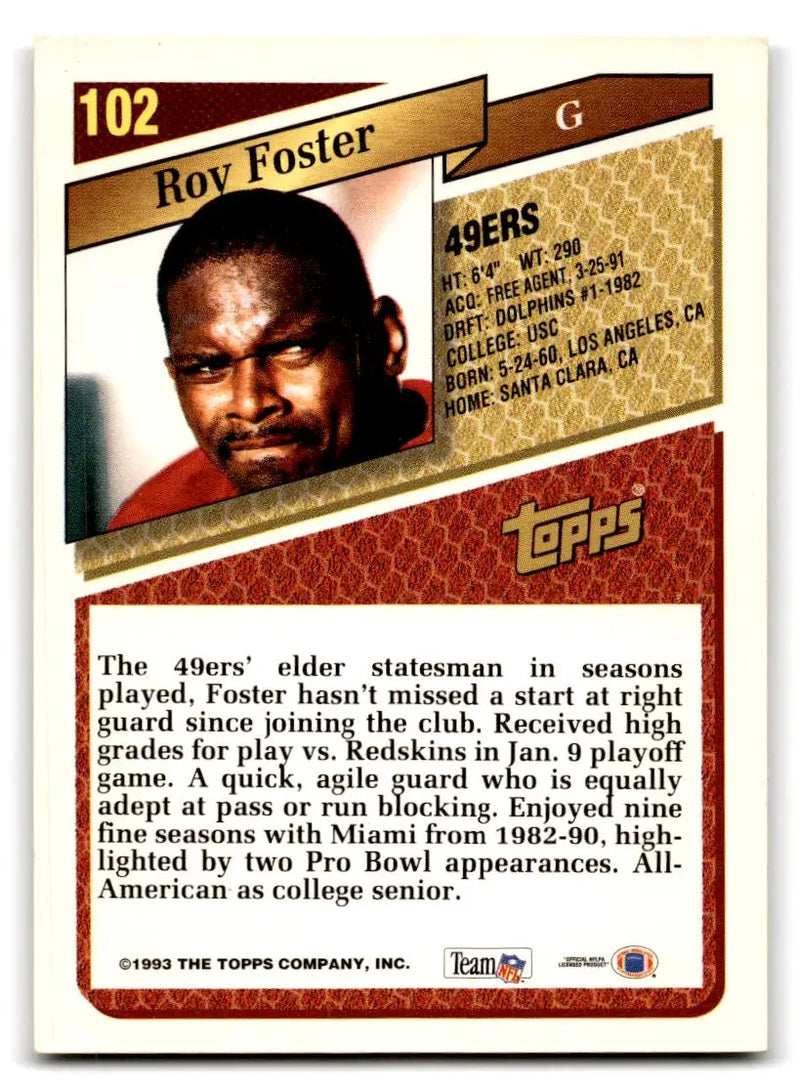 1993 Topps #102 Roy Foster Gold - Football Card Single