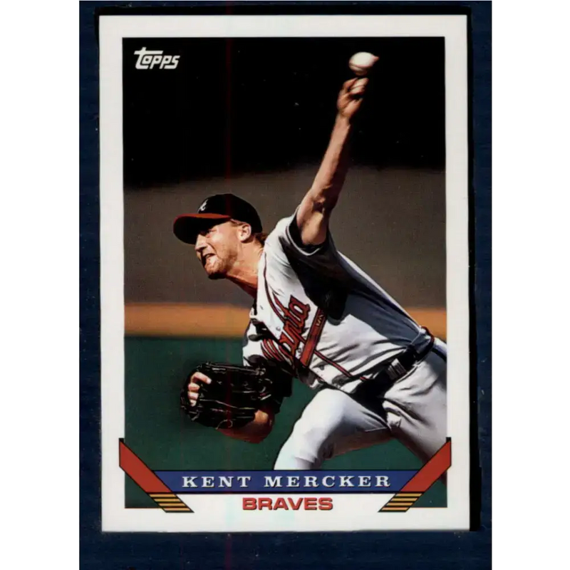 1993 Topps #144 Kent Mercker NM-MT Atlanta Braves Baseball Card - Baseball Card Single