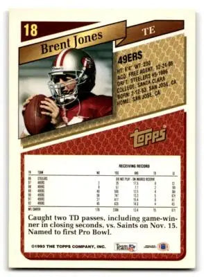 1993 Topps #18 Brent Jones - Football Card Single