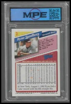 1993 Topps #3 Ryne Sandberg MPE 8.5 - Baseball Card Single