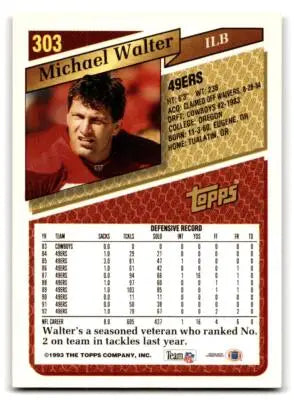Michael Walter football card 1993 Topps #303 Walter Gold collectible image