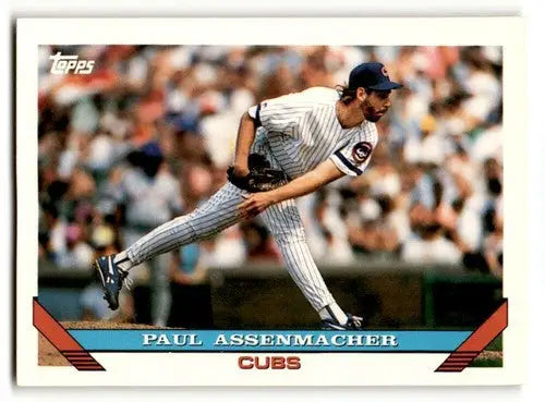 Baseball card featuring Paul Assenmacher Chicago Cubs from 1993 Topps #319