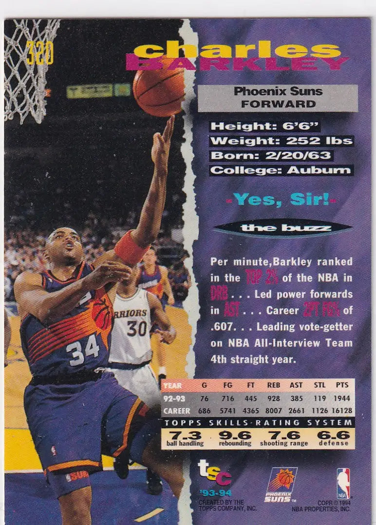 1993 TOPPS #320 CHARLES BARKLEY- PHOENIX SUNS - Basketball Card Single