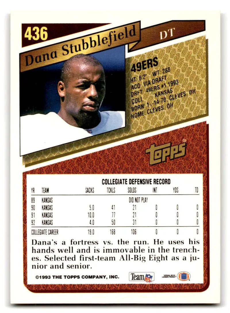 1993 Topps #436 Dana Stubblefield - Football Card Single