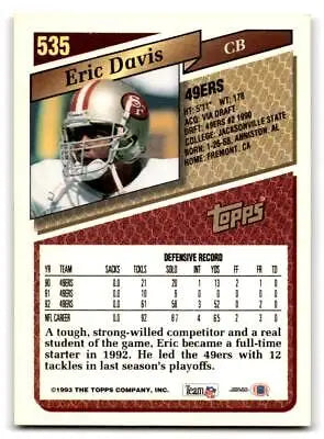 Eric Davis 1993 Topps #535 trading card showcasing the baseball star’s collectible image