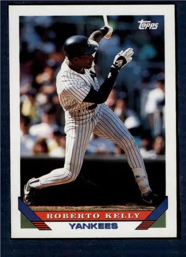 Original gloss Roberto Kelly baseball card from 1993 Topps #60 Yankees auction
