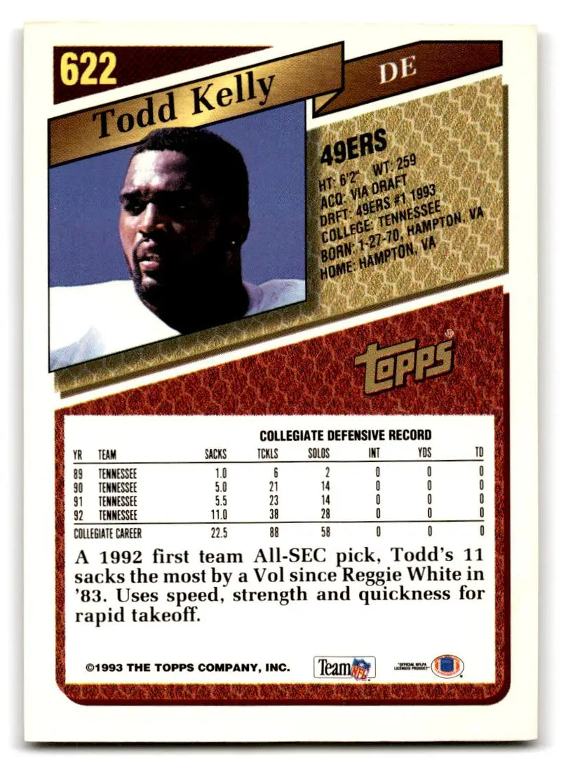 1993 Topps #622 Todd Kelly - Football Card Single