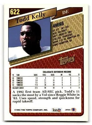 Todd Kelly trading card from the 1993 Topps #622 baseball cards collection