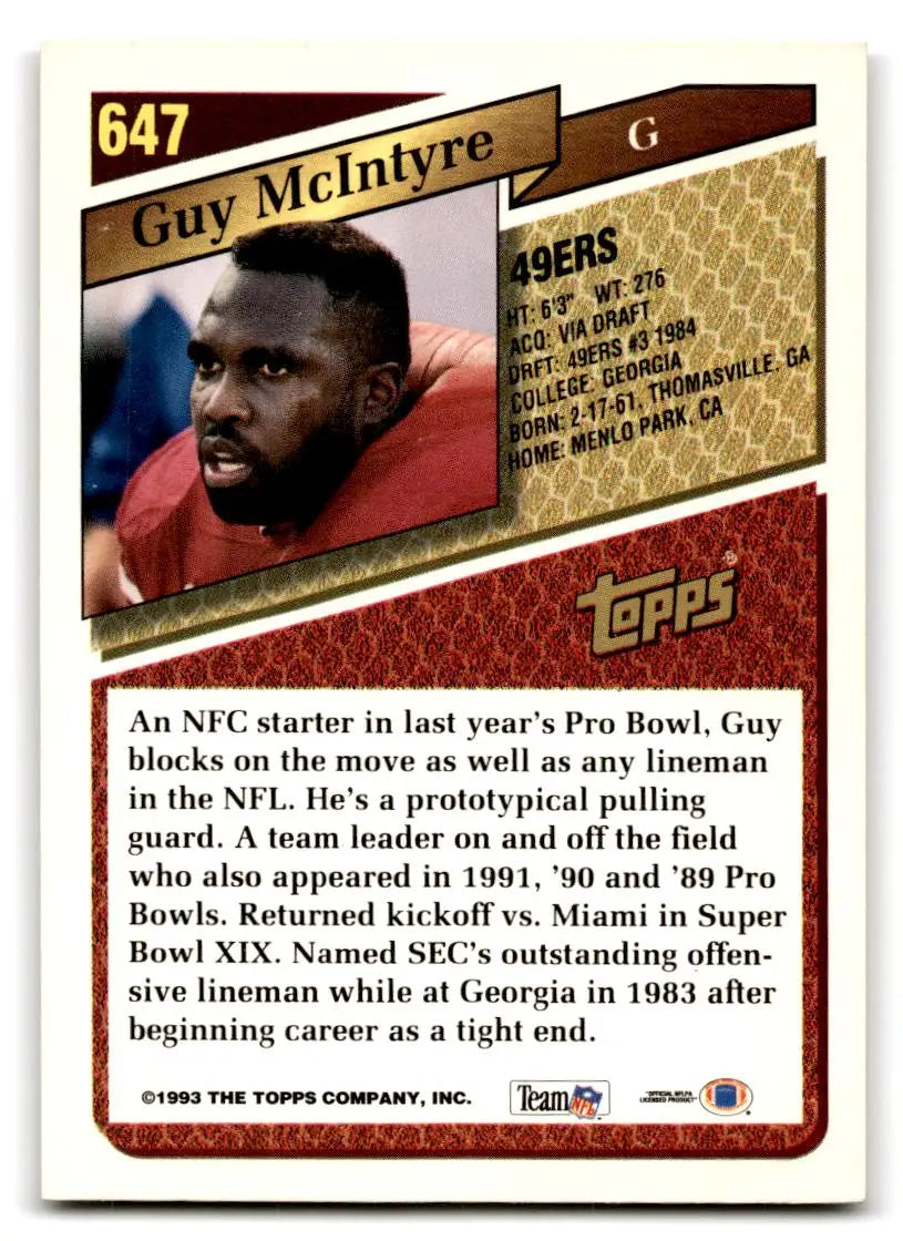 1993 Topps #647 Guy McIntyre - Football Card Single