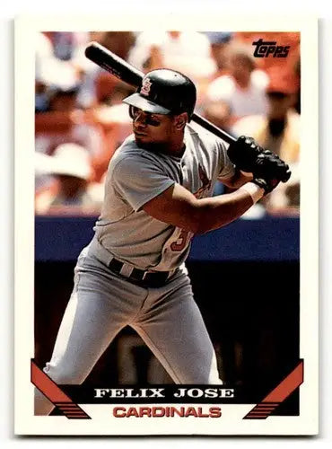 Original gloss Felix Jose baseball card from 1993 Topps Cardinals baseball cards collection