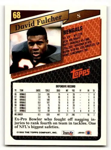 1993 Topps #68 David Fulcher Cincinnati Bengals Football Cards EX/NM ID:61220 - Football Card Single