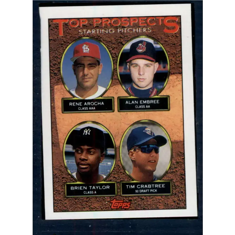 1993 Topps #742 Rene Arocha/Alan Embree/Brien Taylor/Tim Crabtree NM-MT RC Rookie St. Louis Cardinals/Cleveland