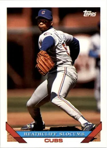 Original gloss baseball card featuring Heathcliff Slocumb from 1993 Topps #783