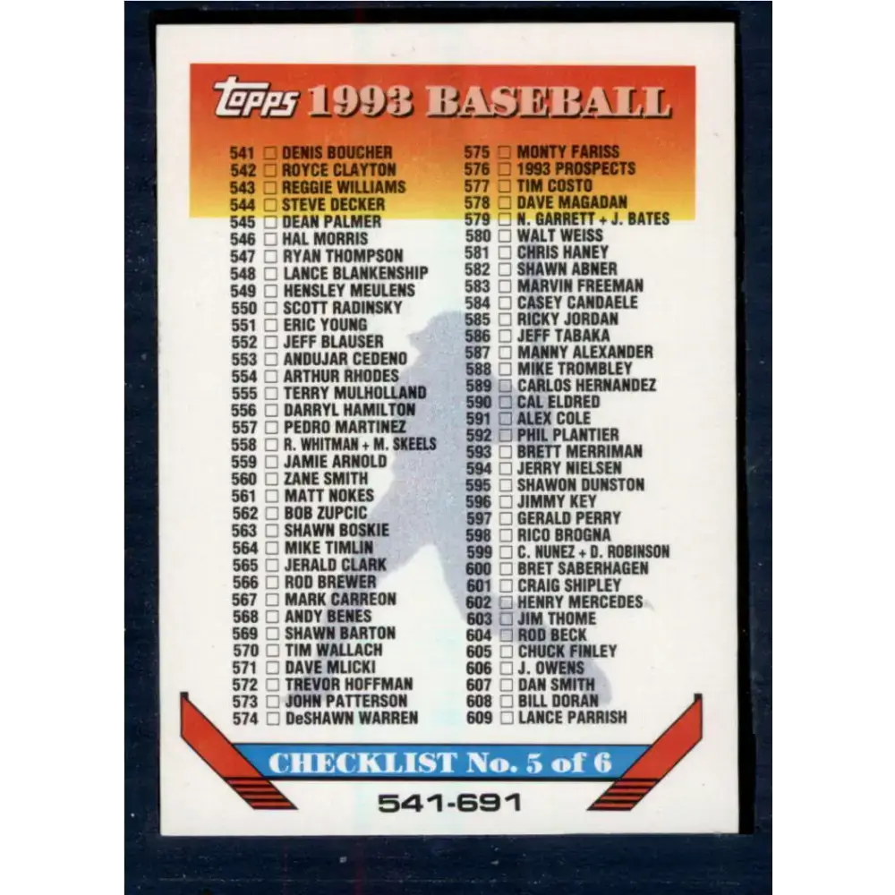 1993 Topps #824 Checklist 541-691 NM-MT Checklist Baseball Card - Baseball Card Single