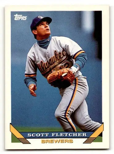 1993 Topps Scott Fletcher Milwaukee Brewers baseball card with original gloss image