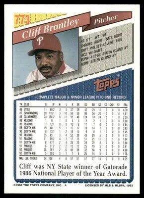 1993 Topps Cliff Brantley #773 Baseball - Baseball Card Single