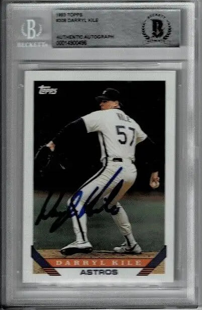 Darryl Kile autographed baseball card from 1993 Topps Houston Astros trading cards