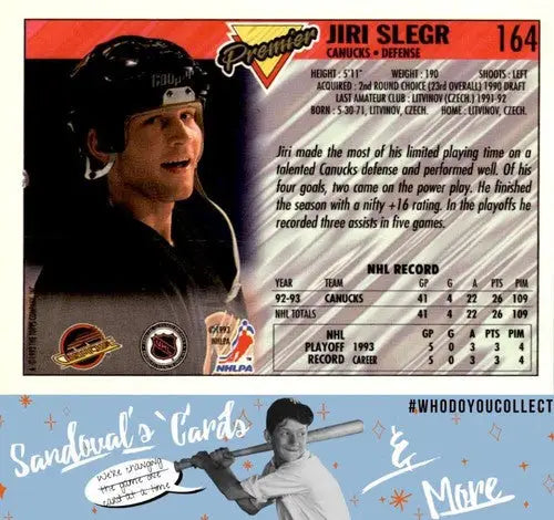 Original gloss 1993 Topps Premier Jiri Slegr hockey card product image